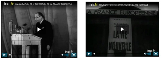 Les deux vidéos supprimées par ina.fr concernant les expositions de la France européenne sous Vichy