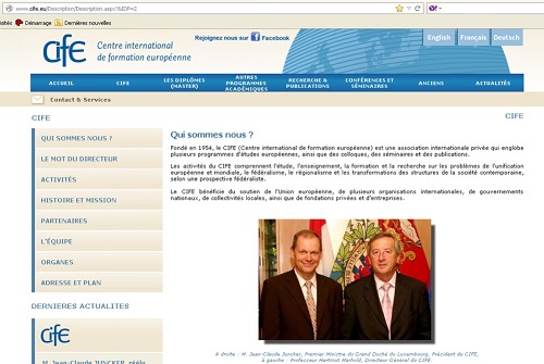Jean-Claude Juncker. Capture d'écran du site cife.eu - 30/07/12