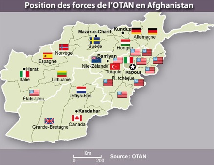 Position des forces de l'OTAN en Afghanistan