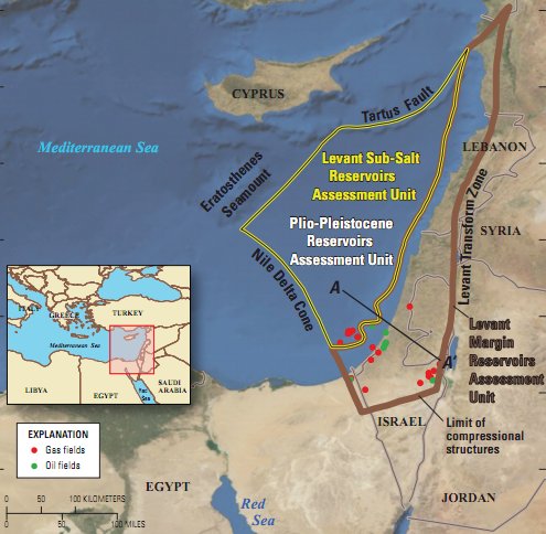 Les importantes ressources potentielles en gaz dans la région du Levant attisent les convoitises (photo USGS)