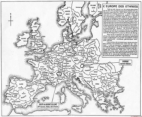 Carte de l'Europe des régions de la Waffen SS