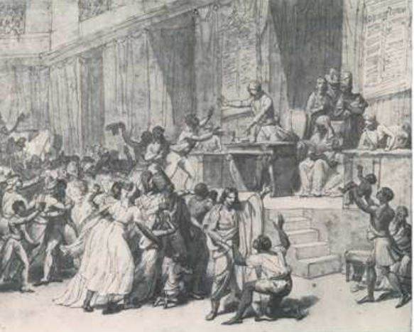 La Convention abolit l'esclavage, 4 février 1794, Musée Carnavalet, esquisse attribuée à Thévenin. On peut voir Jeanne Odo, image de l'humanité des Africains à la gauche du président.